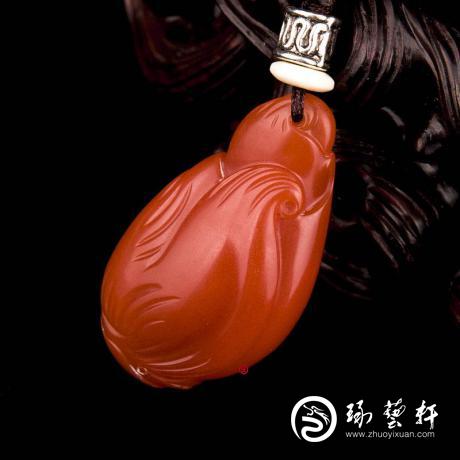 【琢艺轩】四川凉山南红玛瑙柿子红挂件 节节高 8克