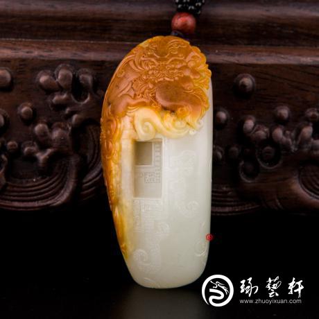 【琢艺轩】穆宇静 新疆和田玉红沁白玉籽玉把件 霸王别姬 59克