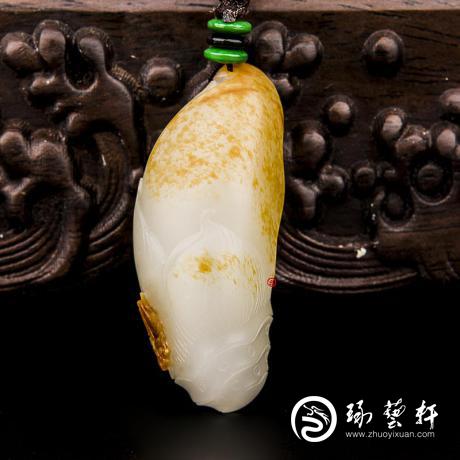 【琢艺轩】新疆和田玉红皮一级白玉籽玉挂件（独籽） 节节高 22.2克