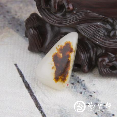 【琢艺轩】新疆和田玉红皮沁色羊脂白玉籽玉 原石 10.9克