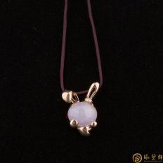 自然A货紫罗兰翡翠吊坠 吉利兔 3克