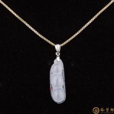 自然A货冰种翡翠18k挂坠金镶钻 四时安然 2.6克