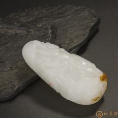 新疆和田玉黄皮羊脂白玉籽料把件 路路有福 78克（客户代卖）