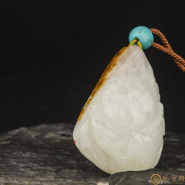 新疆和田玉红皮一级白玉籽玉挂件 蝶恋花  30克