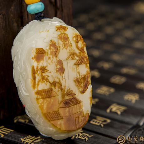 【琢艺轩】穆宇静 新疆和田红皮白玉籽玉把件 消逝的图腾 93克