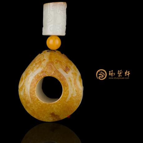 【琢艺轩】穆宇静 新疆和田红皮白玉籽玉扳指 大权独揽 133.6克