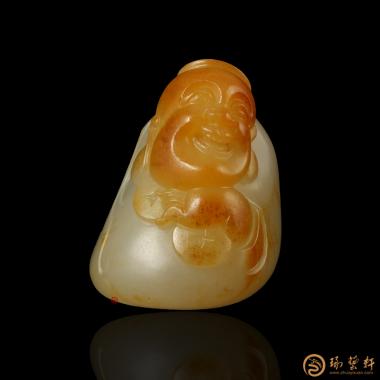 新疆和田黄沁白玉籽玉挂件 财福双至 12.3克