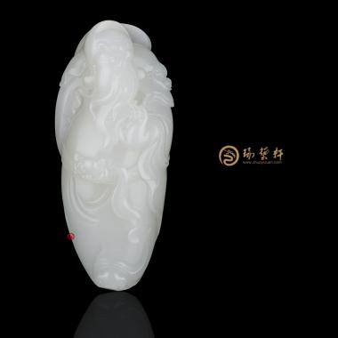 新疆和田洒金皮一级白籽玉把件 红脸红脸红脸红脸红脸关公 150克