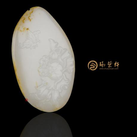 【琢艺轩】新疆和田洒金皮一级白玉籽玉挂件 花开贫贱 28克（独籽） 