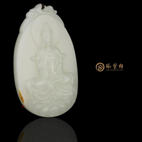 【琢艺轩】穆宇静 新疆和田黄皮白玉籽牌子 观音 109克