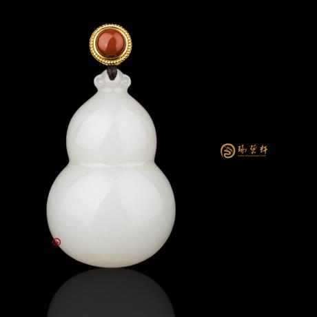 【琢艺轩】新疆和田红皮一级白籽玉挂件 福禄 18.5克