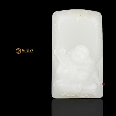 【琢艺轩】新疆和田白皮一级白籽玉挂件 佛引福来 27克