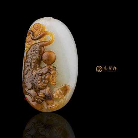 【琢艺轩】黄杨洪 红沁皮一级白籽玉 王者风采  23.5克