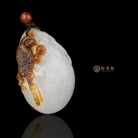 【琢艺轩】新疆和田红沁皮一级白籽玉挂件 一世威武 15.7克