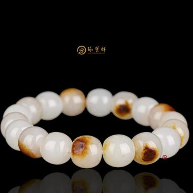 新疆和田红皮白玉籽玉 手串 50克